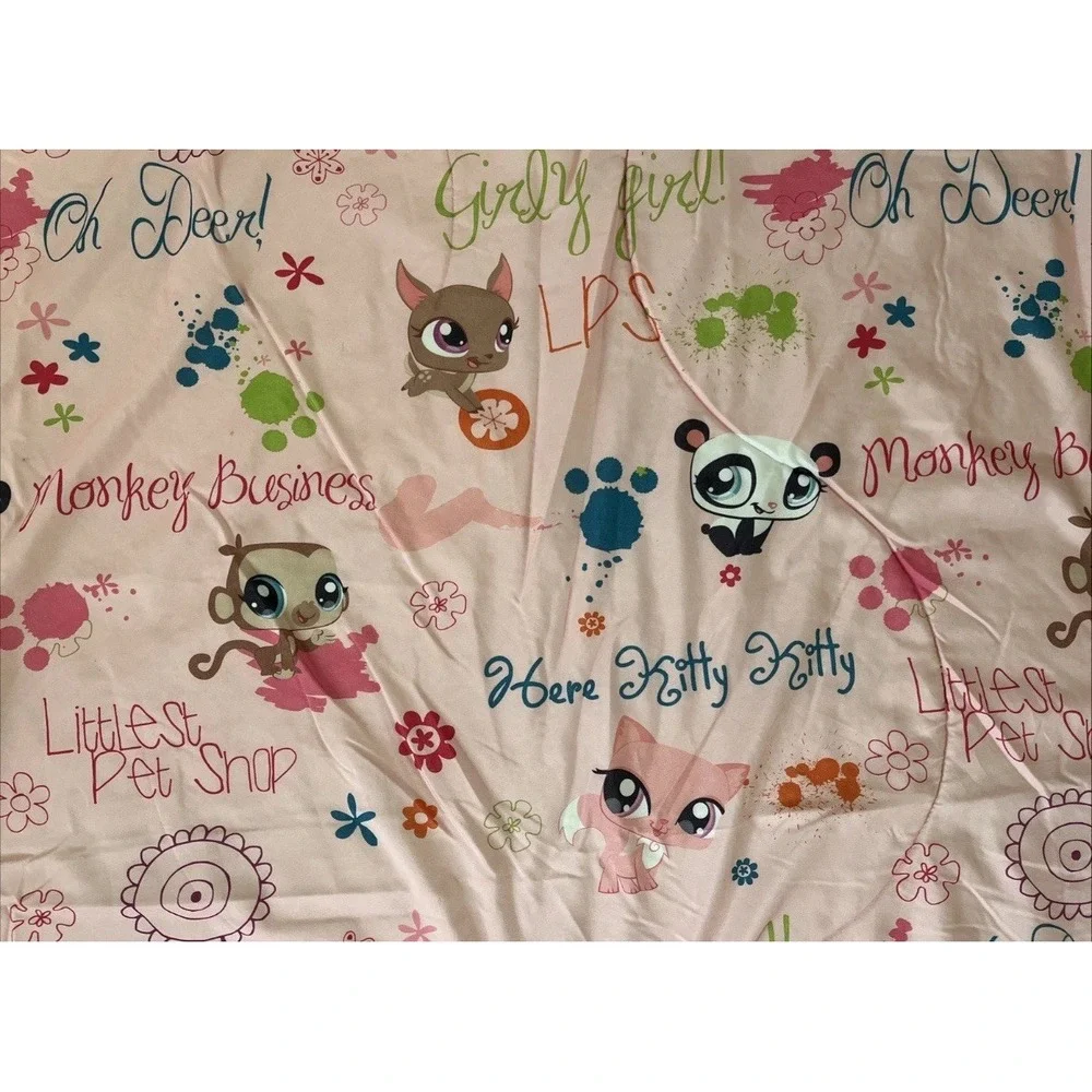 Vintage Littlest Pet Shop Reversible Pink Comforter Blanket 83
